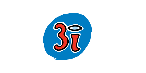 A colorful logo consisting of the text '3i' in a playful font, set against a blue circular background.